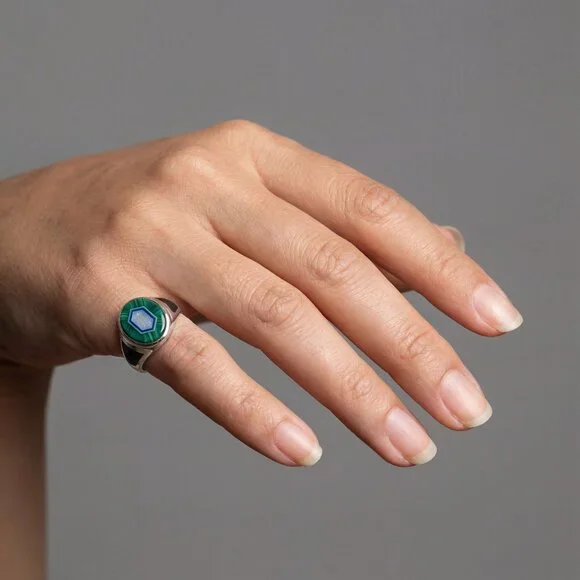 Whitney Kelly 925 Silver Malachite Opal Ring Sz 5.75 - Picture 12 of 17